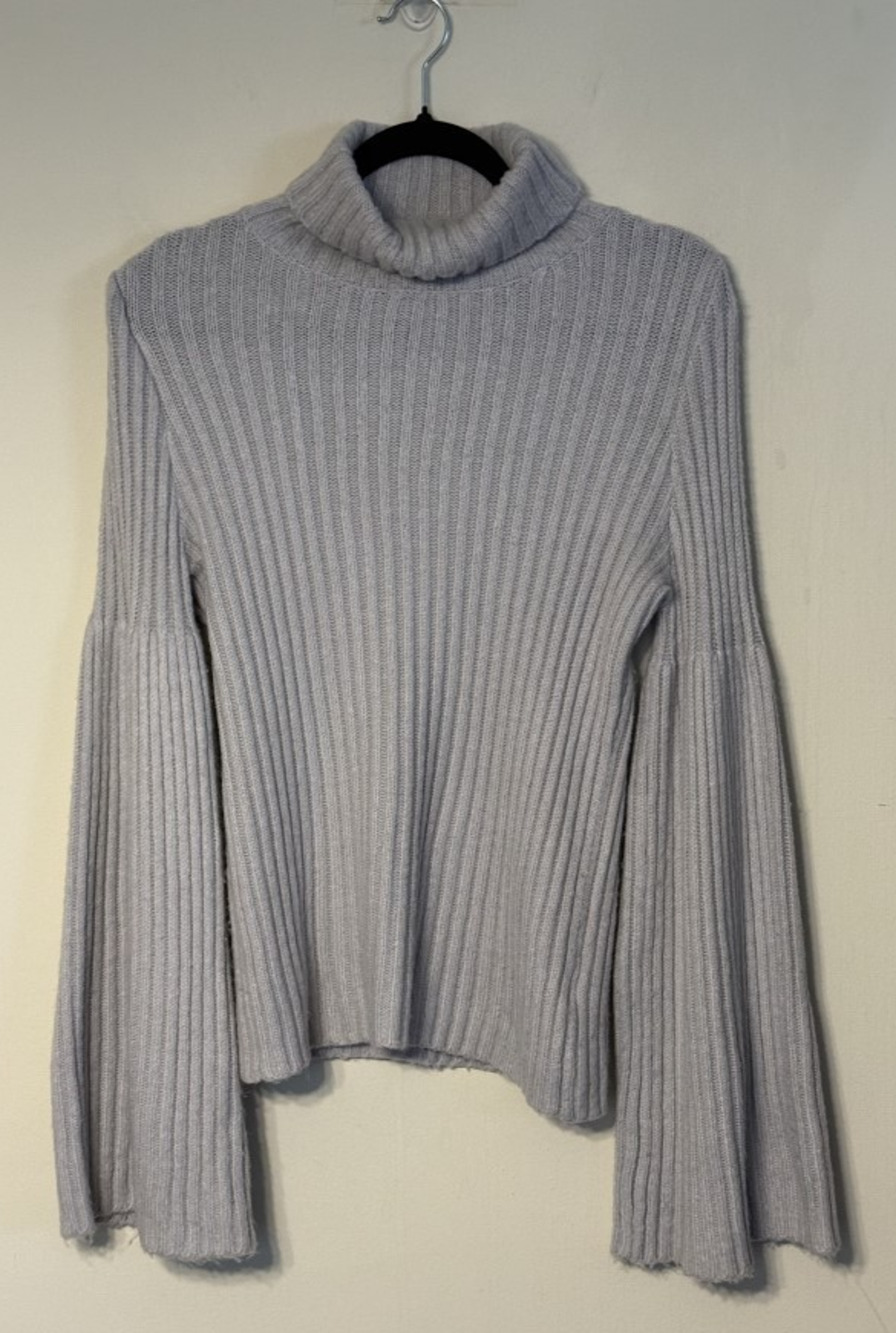 Guess Womens M Ribbed Turtleneck Sweater Flared Bell Sleeves Artsy Cozy Capsule